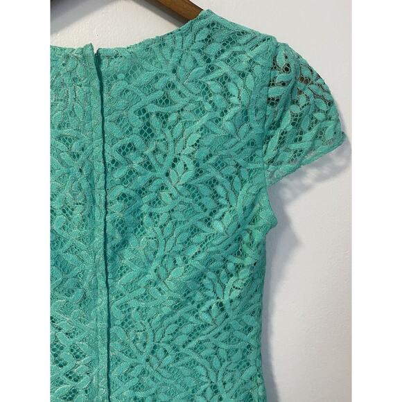 Lilly Pulitzer Erica Seafoam Green Metallic Jungle Lace Shift Dress $228 XS EUC - Picture 5 of 6
